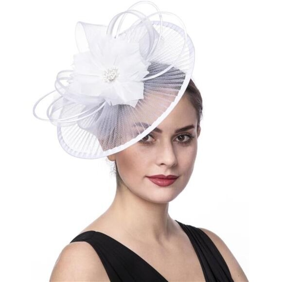 Women's Fascinators Feathers Headband White - Picture 1 of 6
